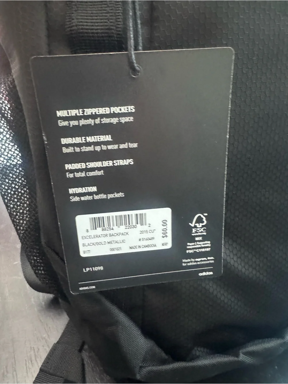 adidas Black Backpack with Pink Logo Accents